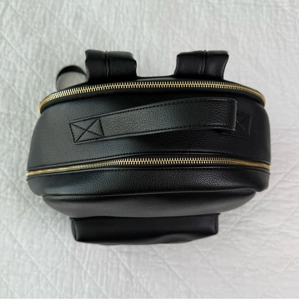 ela Handbags - Elegant Black Vegan Leather Backpack